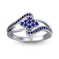 Blue Sapphire Fashion Ring In 14k White Gold With Black Onyx – Nakha Statement Ring