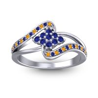 Blue Sapphire Fashion Ring In 14k White Gold With Citrine – Nakha Statement Ring