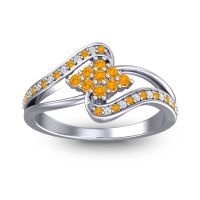 Citrine Fashion Ring In Palladium With Lab Diamond – Nakha Statement Ring