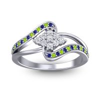 Diamond Fashion Ring In Palladium With Blue Sapphire And Peridot – Nakha Statement Ring