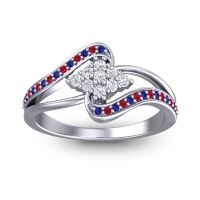 Lab Diamond Fashion Ring In 14k White Gold With Blue Sapphire And Ruby – Nakha Statement Ring