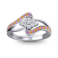 Lab Diamond Fashion Ring In 14k White Gold With Pink Tourmaline And Citrine – Nakha Statement Ring