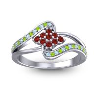 Garnet Fashion Ring In 14k White Gold With Aquamarine And Peridot – Nakha Statement Ring