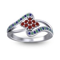 Garnet Fashion Ring In Platinum With Blue Sapphire And Emerald – Nakha Statement Ring