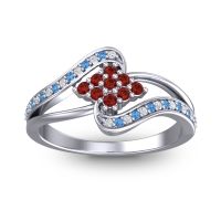 Garnet Fashion Ring In Palladium With Lab Diamond And Swiss Blue Topaz – Nakha Statement Ring