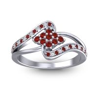 Garnet Fashion Ring In 14k White Gold With Diamond – Nakha Statement Ring