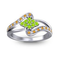 Peridot Fashion Ring In Palladium With Citrine And Diamond – Nakha Statement Ring