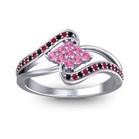Pink Tourmaline Fashion Ring In Platinum With Black Onyx And Ruby – Nakha Statement Ring