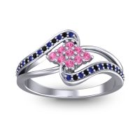 Pink Tourmaline Fashion Ring In Palladium With Blue Sapphire And Black Onyx – Nakha Statement Ring