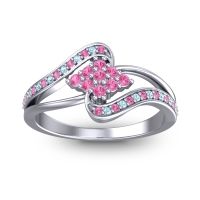Pink Tourmaline Fashion Ring In 14k White Gold With Aquamarine – Nakha Statement Ring