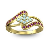 Aquamarine Fashion Ring In 18k Yellow Gold With Amethyst And Garnet – Nakha Statement Ring