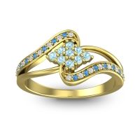 Aquamarine Fashion Ring In 14k Yellow Gold With Diamond And Swiss Blue Topaz – Nakha Statement Ring