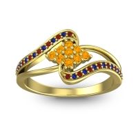 Citrine Fashion Ring In 14k Yellow Gold With Garnet And Blue Sapphire – Nakha Statement Ring