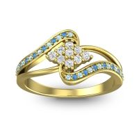 Diamond Fashion Ring In 14k Yellow Gold With Aquamarine And Swiss Blue Topaz – Nakha Statement Ring