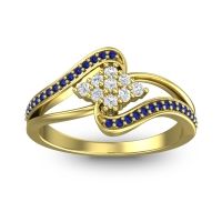 Diamond Fashion Ring In 14k Yellow Gold With Blue Sapphire – Nakha Statement Ring