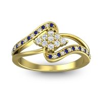 Diamond Fashion Ring In 14k Yellow Gold With Blue Sapphire And Lab Diamond – Nakha Statement Ring