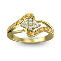 Lab Diamond Fashion Ring In 14k Yellow Gold With Citrine And Diamond – Nakha Statement Ring