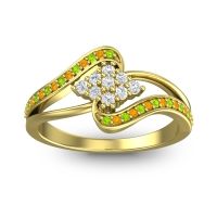 Lab Diamond Fashion Ring In 14k Yellow Gold With Peridot And Citrine – Nakha Statement Ring
