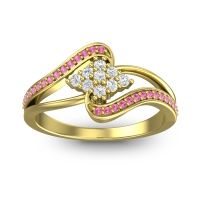 Diamond Fashion Ring In 18k Yellow Gold With Pink Tourmaline – Nakha Statement Ring