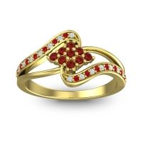 Garnet Fashion Ring In 18k Yellow Gold With Lab Diamond And Ruby – Nakha Statement Ring