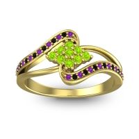 Peridot Fashion Ring In 18k Yellow Gold With Amethyst And Black Onyx – Nakha Statement Ring
