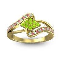 Peridot Fashion Ring In 14k Yellow Gold With Aquamarine And Pink Tourmaline – Nakha Statement Ring