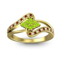 Peridot Fashion Ring In 14k Yellow Gold With Garnet And Diamond – Nakha Statement Ring