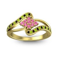 Pink Tourmaline Fashion Ring In 18k Yellow Gold With Black Onyx And Peridot – Nakha Statement Ring
