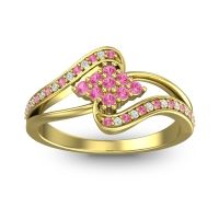 Pink Tourmaline Fashion Ring In 14k Yellow Gold With Lab Diamond – Nakha Statement Ring