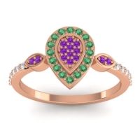 Amethyst Fashion Ring In 18K Rose Gold With Emerald And Lab Diamond – Tambula Statement Ring