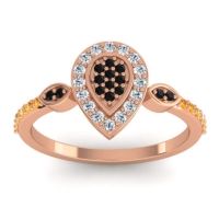 Black Onyx Fashion Ring In 18K Rose Gold With Lab Diamond And Citrine – Tambula Statement Ring