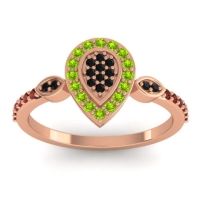 Black Onyx Fashion Ring In 18K Rose Gold With Peridot And Garnet – Tambula Statement Ring