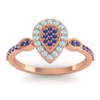 Blue Sapphire Fashion Ring In 18K Rose Gold With Aquamarine – Tambula Statement Ring