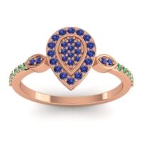 Blue Sapphire Fashion Ring In 14K Rose Gold With Emerald – Tambula Statement Ring