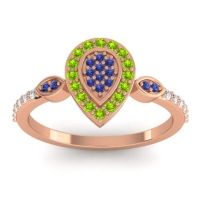 Blue Sapphire Fashion Ring In 18K Rose Gold With Peridot And Lab Diamond – Tambula Statement Ring