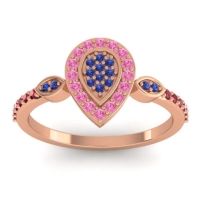 Blue Sapphire Fashion Ring In 18K Rose Gold With Pink Tourmaline And Ruby – Tambula Statement Ring
