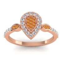 Citrine Fashion Ring In 18K Rose Gold With Lab Diamond And Aquamarine – Tambula Statement Ring