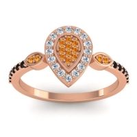 Citrine Fashion Ring In 18K Rose Gold With Lab Diamond And Black Onyx – Tambula Statement Ring