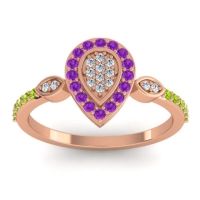 Diamond Fashion Ring In 18K Rose Gold With Amethyst And Peridot – Tambula Statement Ring