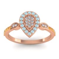 Lab Diamond Fashion Ring In 18K Rose Gold With Aquamarine And Citrine – Tambula Statement Ring