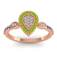 Lab Diamond Fashion Ring In 18K Rose Gold With Peridot And Blue Sapphire – Tambula Statement Ring