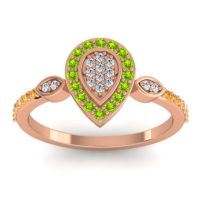 Lab Diamond Fashion Ring In 18K Rose Gold With Peridot And Citrine – Tambula Statement Ring