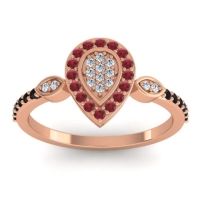 Diamond Fashion Ring In 14K Rose Gold With Ruby And Black Onyx – Tambula Statement Ring