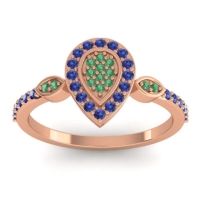 Emerald Fashion Ring In 14K Rose Gold With Blue Sapphire – Tambula Statement Ring