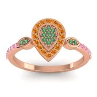 Emerald Fashion Ring In 14K Rose Gold With Citrine And Pink Tourmaline – Tambula Statement Ring