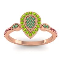 Emerald Fashion Ring In 14K Rose Gold With Peridot And Ruby – Tambula Statement Ring