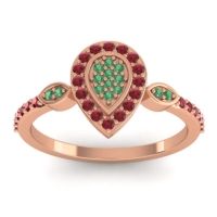 Emerald Fashion Ring In 14K Rose Gold With Ruby – Tambula Statement Ring