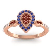 Garnet Fashion Ring In 18K Rose Gold With Blue Sapphire And Lab Diamond – Tambula Statement Ring