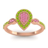 Pink Tourmaline Fashion Ring In 18K Rose Gold With Peridot – Tambula Statement Ring