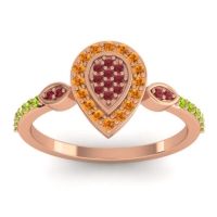 Ruby Fashion Ring In 18K Rose Gold With Citrine And Peridot – Tambula Statement Ring